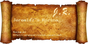 Jeremiás Rozina névjegykártya